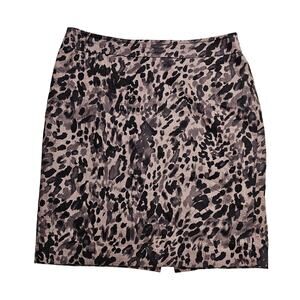 Ann Taylor LOFT skirt Animal Print Leopard Black Tan Lined Career Workwear Sz 16